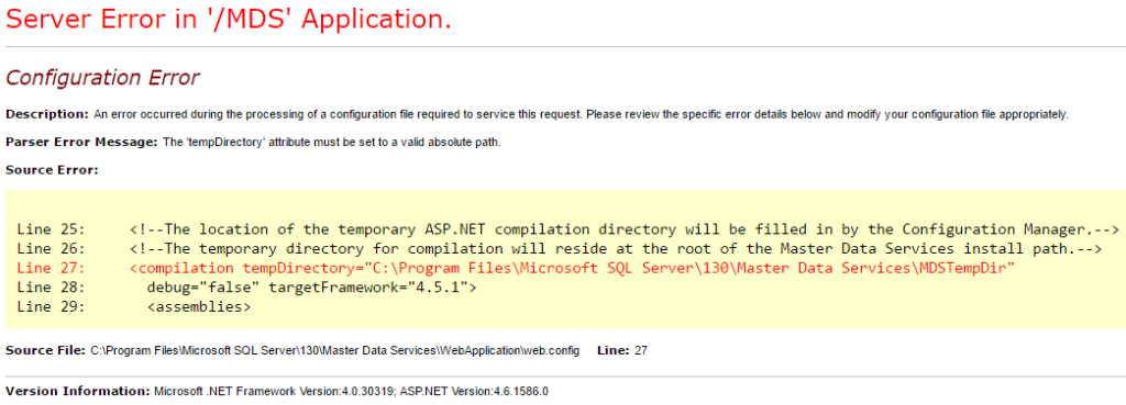 Master Data Services Error – Missing Temp Directory | Under the kover ...